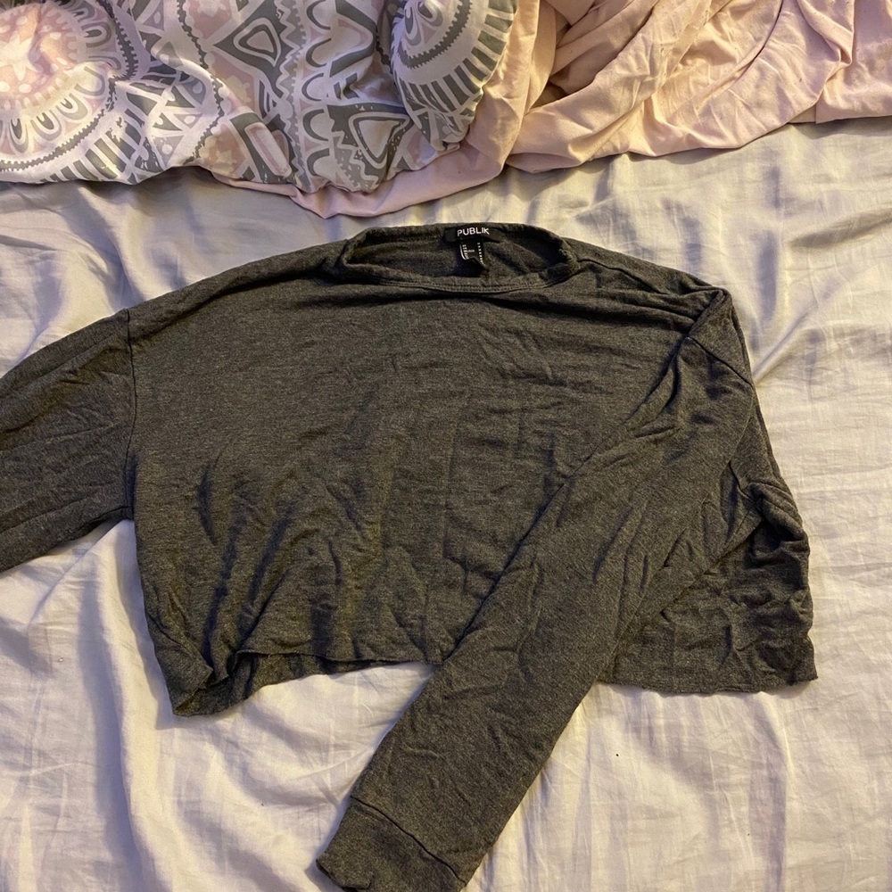 Grey LongSleeve Cropped Top